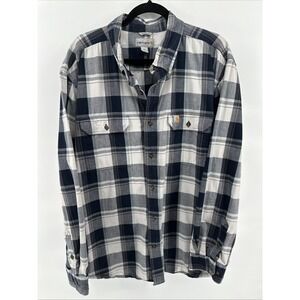 Carhartt Shirt 2XL Original Fit Blue Plaid Long Sleeve Cotton